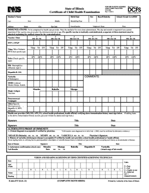 Illinois Child Health Examination Certificate