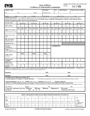 Illinois Child Health Examination Certificate