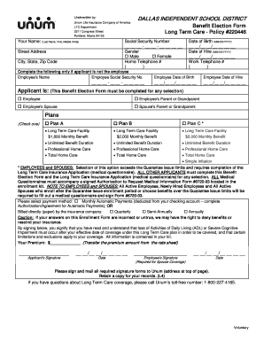 Long Term Care Benefit Election Form
