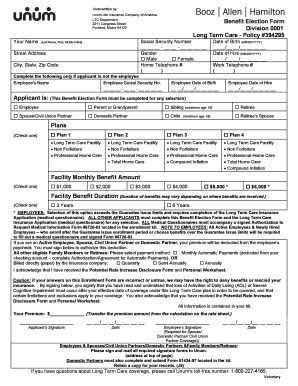 Unum Long Term Care Benefit Election Form