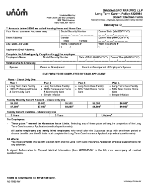 Long Term Care Benefit Election Form