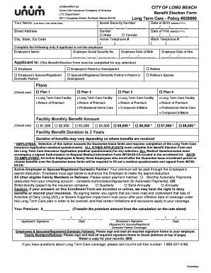 Long Term Care Benefit Election Form
