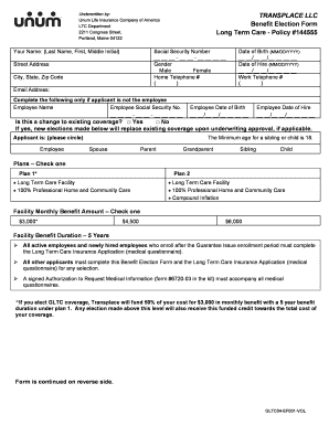 Long Term Care Benefit Election Form