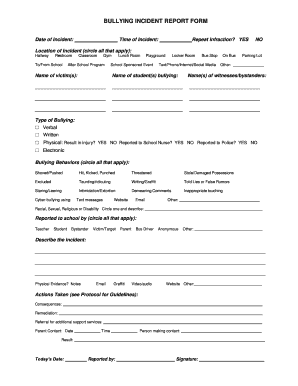 Bullying Incident Report Form