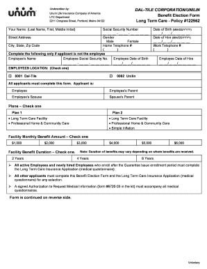 Long Term Care Benefit Election Form