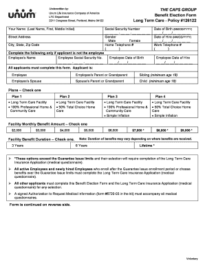 Long Term Care Benefit Election Form