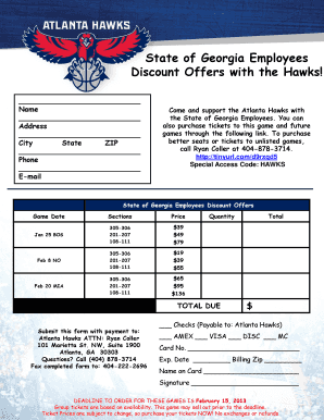 State of Georgia Employee Discount Ticket Order Form