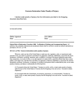 Unsworn Declaration Under Penalty of Perjury