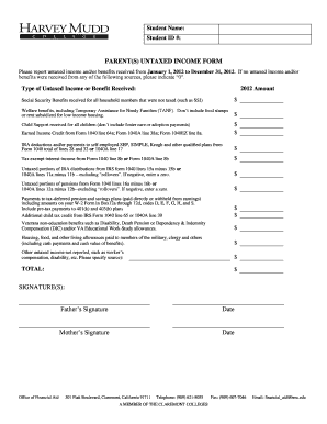 Parent Untaxed Income Form