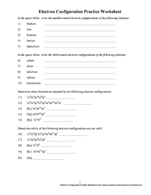 7 Printable how to write electronic configuration Forms and Templates -  Fillable Samples in PDF, Word to Download | pdfFiller