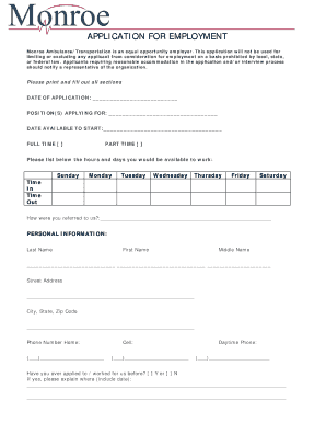 Employment Application Form