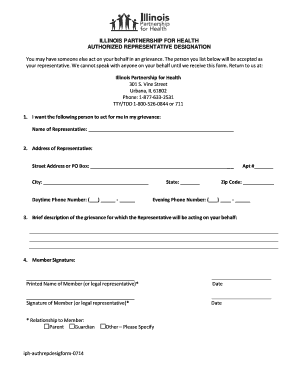 Illinois Partnership for Health Grievance Representative Designation