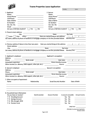 Towne Properties Lease Application