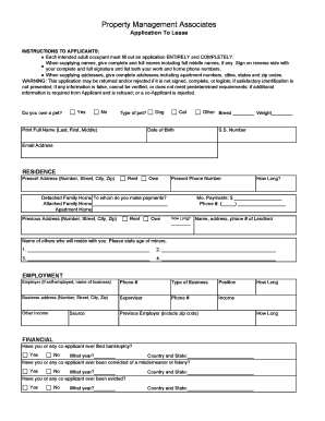 Property Management Associates Application To Lease
