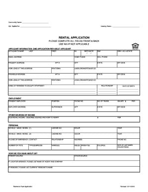 Rental Application Form