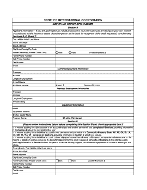Brother International Corporation Credit Application