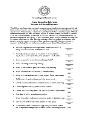School Counseling Internship Activities Form