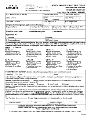 North Dakota Public Employees Long Term Care Benefit Election Form