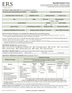 Texas Employee Benefits Election Form