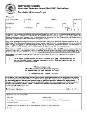 Montgomery County GRIP Election Form