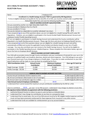 2014 Health Savings Account Election Form