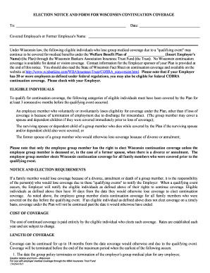 Wisconsin Continuation Coverage Election Form