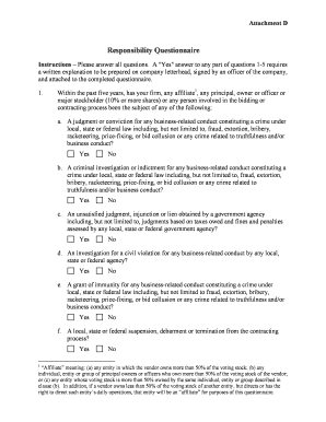 Responsibility Questionnaire