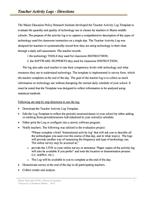 Teacher Activity Log Template