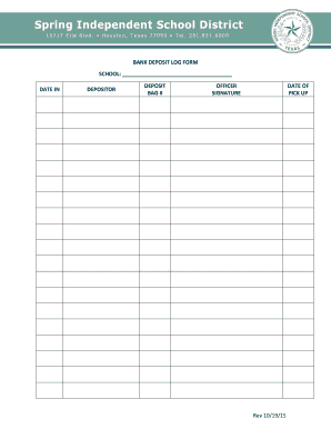 Bank Deposit Log Form