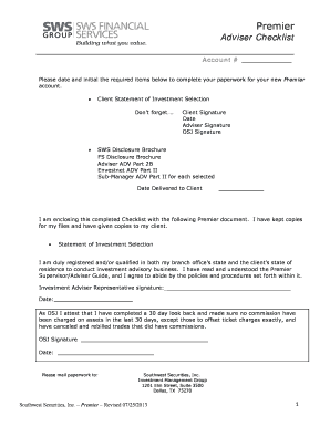 Premier Adviser Checklist