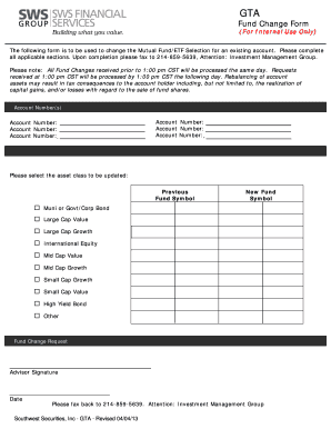 GTA Fund Change Form