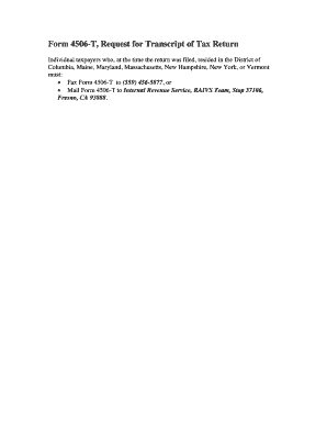 Form 4506-T Request for Transcript of Tax Return