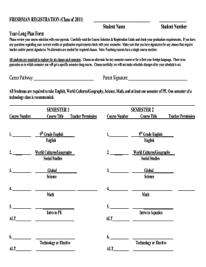 Freshman Registration Form