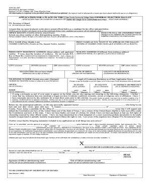 Texas General Election Ballot Application
