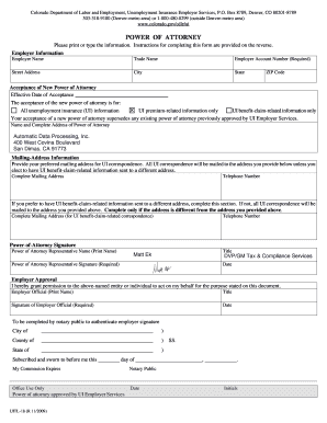 Colorado Unemployment Insurance Power of Attorney