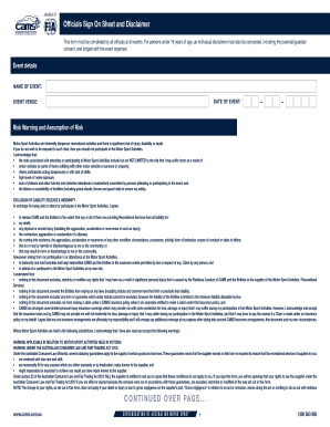 Motor Sport Officials Sign On Sheet and Disclaimer