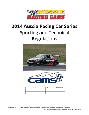 Fillable Online 2014 Aussie Racing Car Series Fax Email Print pdfFiller