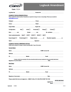 Logbook Amendment Form
