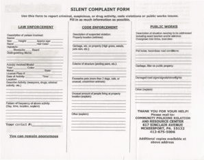 Silent Complaint Form