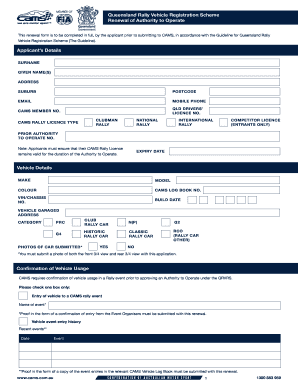Queensland Rally Vehicle Registration Renewal
