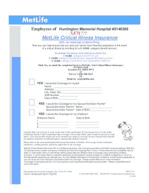 MetLife Critical Illness Insurance Enrollment Form