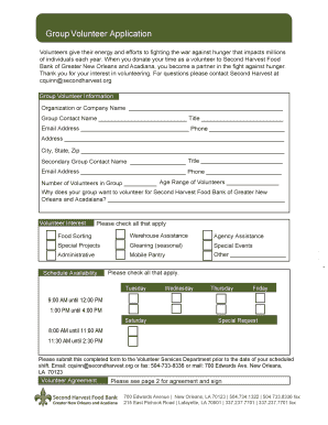Group Volunteer Application