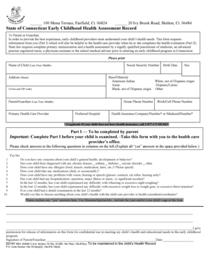 Connecticut Early Childhood Health Assessment Record