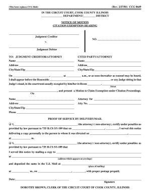 Illinois Citation Exemption Hearing Notice