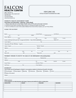 Domestic Health Assessment Form