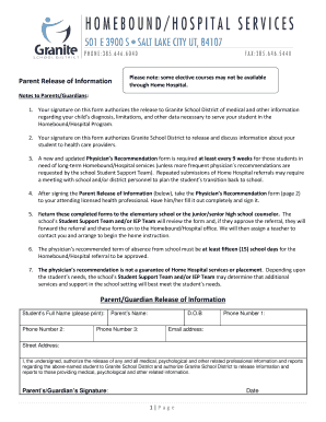 Parent Release of Information Form