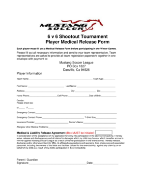 Player Medical Release Form