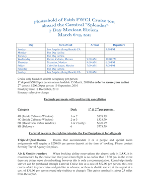 Carnival Cruise Information Registration Form