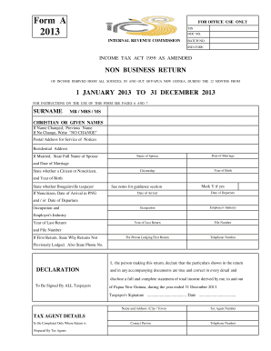 Papua New Guinea Non-Business Income Tax Return
