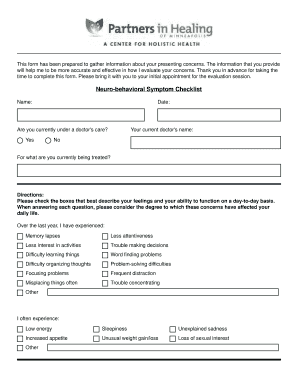 Neuro-behavioral Symptom Checklist